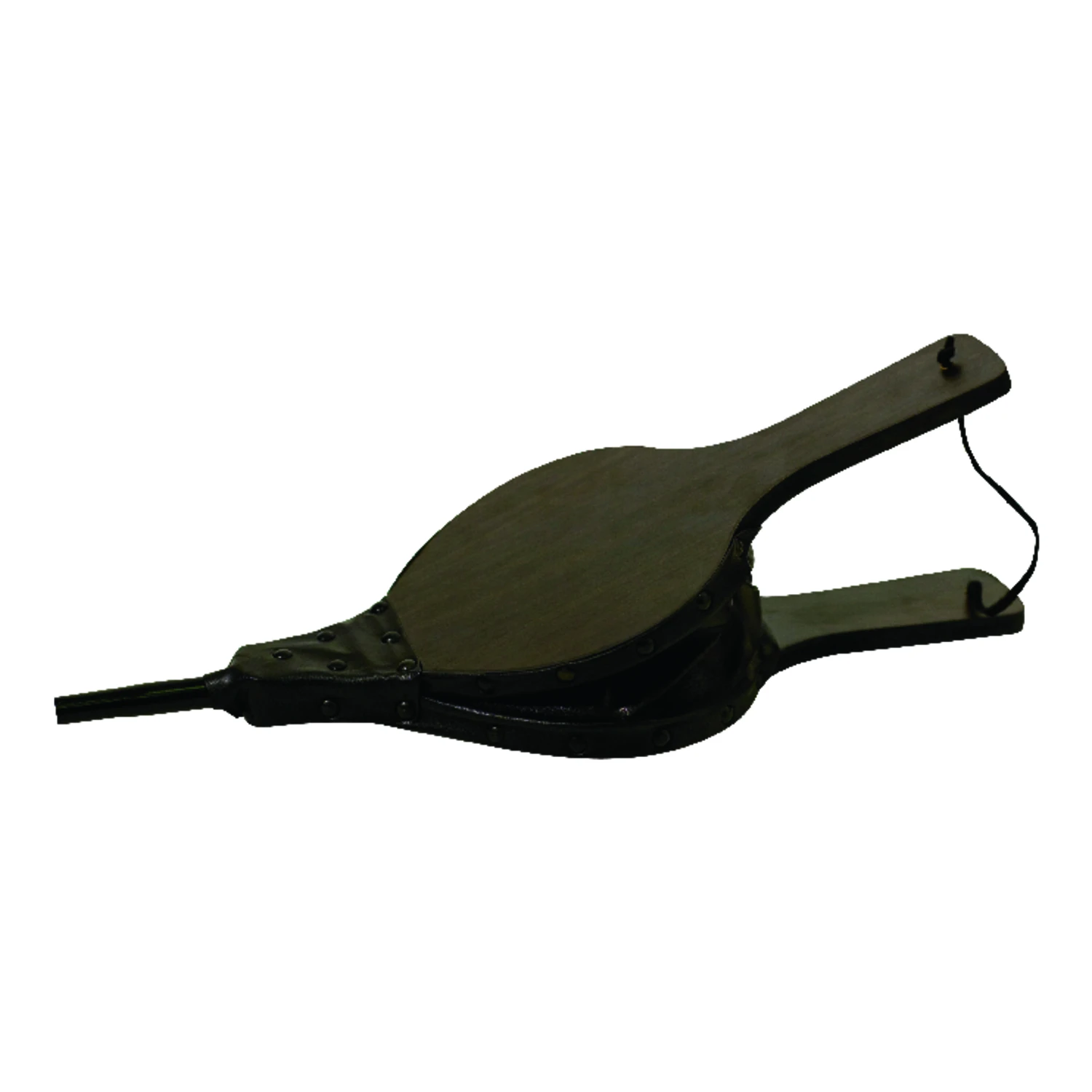 Dark Wood Fireplace Bellows 19 Inch With Leather Accents And Brass Nozzle