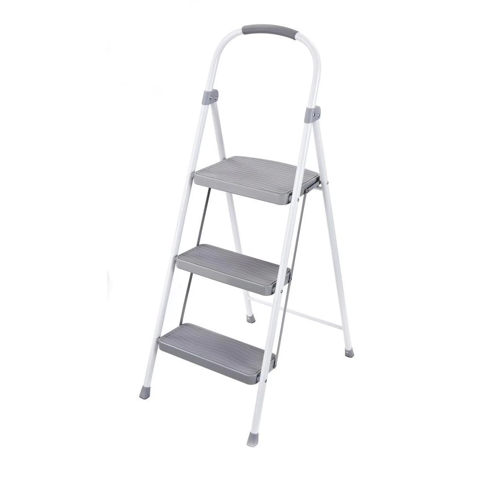 Three-step Steel Step Stool With Non-slip Treads And Durable Construction