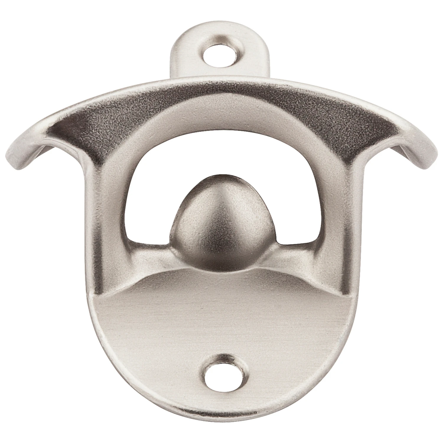 Satin Nickel Finish Bottle Opener Durable Metal Construction Wall Mount