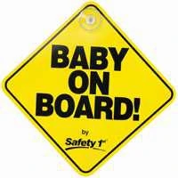 Yellow Baby On Board Safety Sign For Vehicle Window