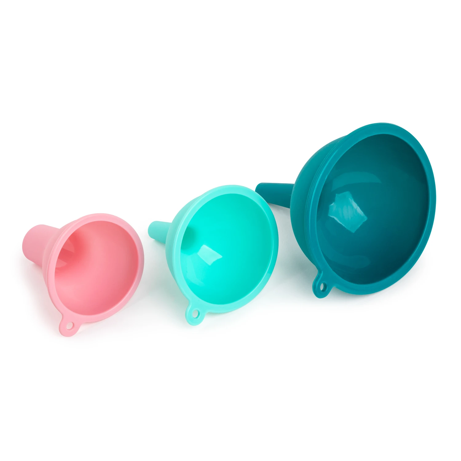 Three Piece Silicone Kitchen Funnel Set With Assorted Colors