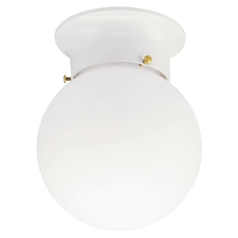 6-inch Single-light Ceiling Fixture With White Finish And Frosted Glass Shade