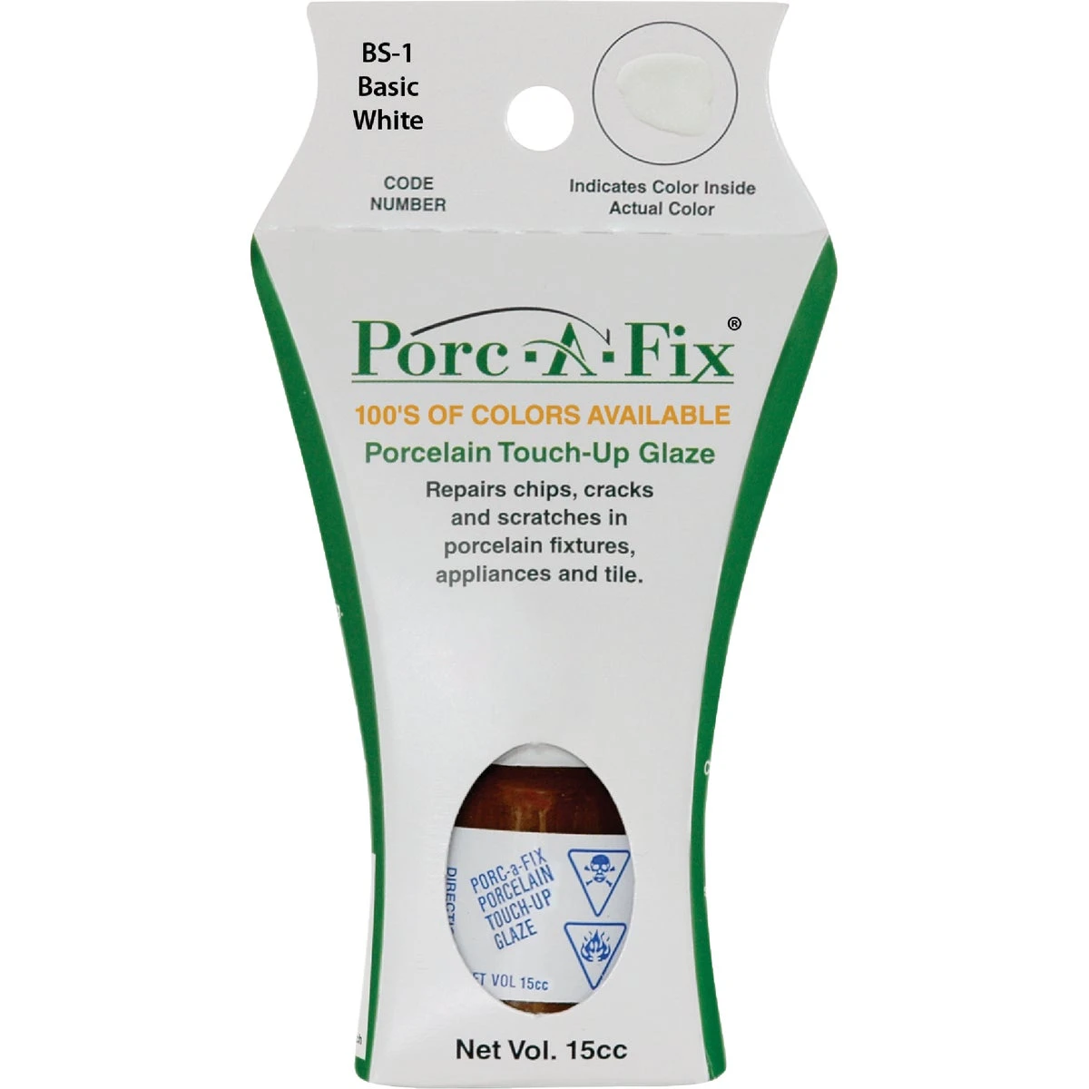 Porc-a-fix Basic White Porcelain Touch-up Paint, 15cc Repair Glaze