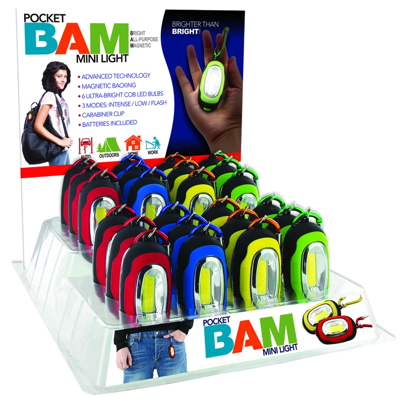 Dm Merchandising Pocket Bam Cob Led Mini Light Metal/plastic 24 Pk