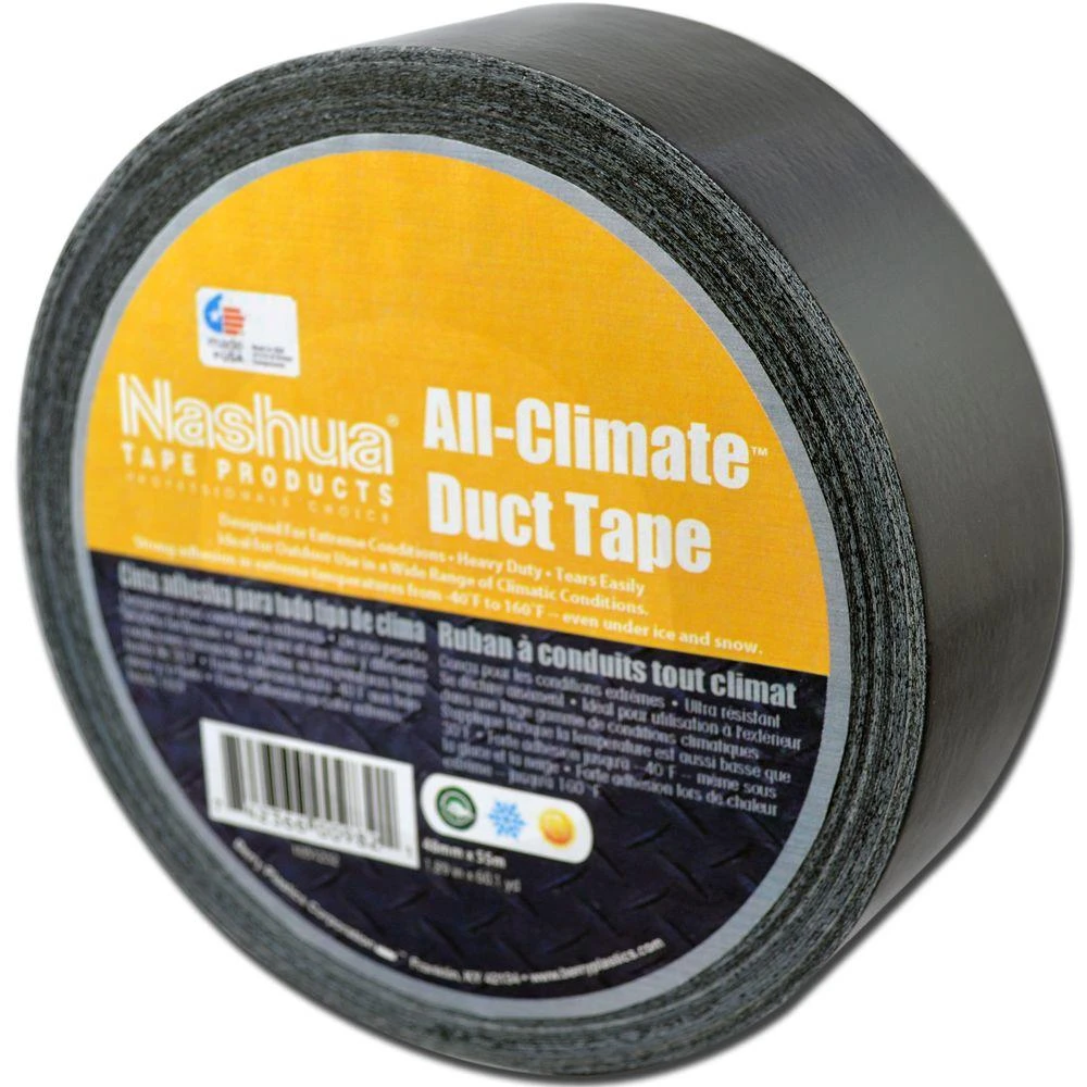 All-climate Black Duct Tape, 1.89 Inches By 60 Yards, Weather Resistant