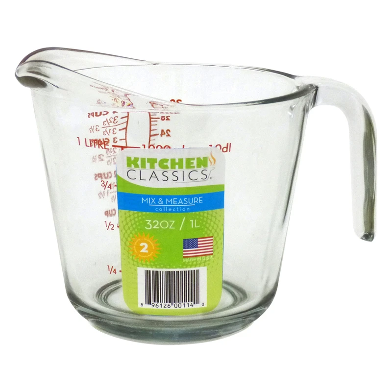 Tempered Glass Measuring Cup, 32 Ounce Capacity, Durable And Heat Resistant