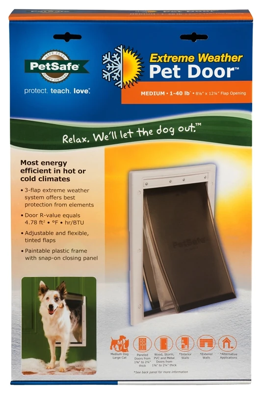 Extreme Weather Medium Pet Door For Dogs And Cats With Insulated Flap