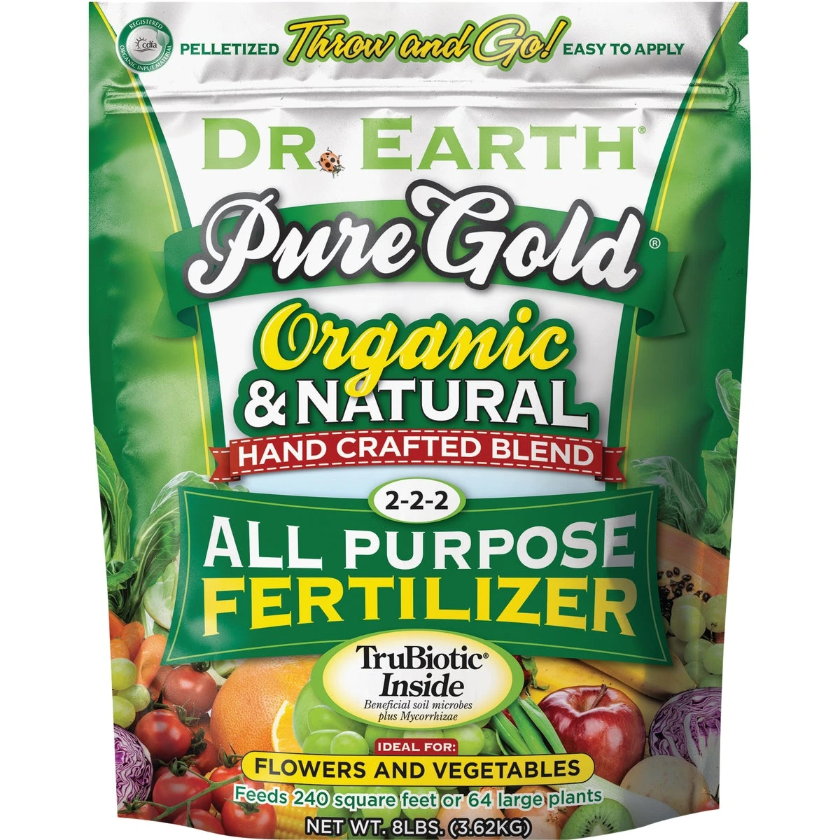 Pure Gold All Purpose Fertilizer 8 Pound Bag For Lawn And Garden Use
