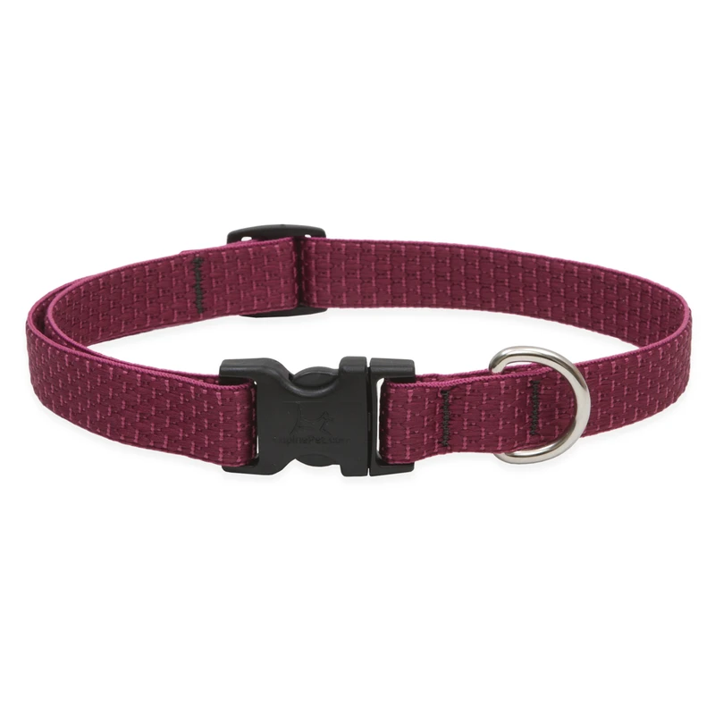 Eco Friendly Adjustable Dog Collar In Berry Color, 0.75 Inch By 13 To 22 Inch