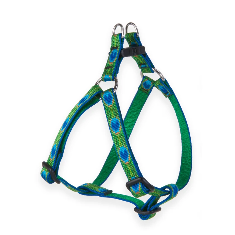 Step-in Dog Harness Non-restrictive Tail Feather Design 0.5 Inch By 12 To 18 Inch Adjustable