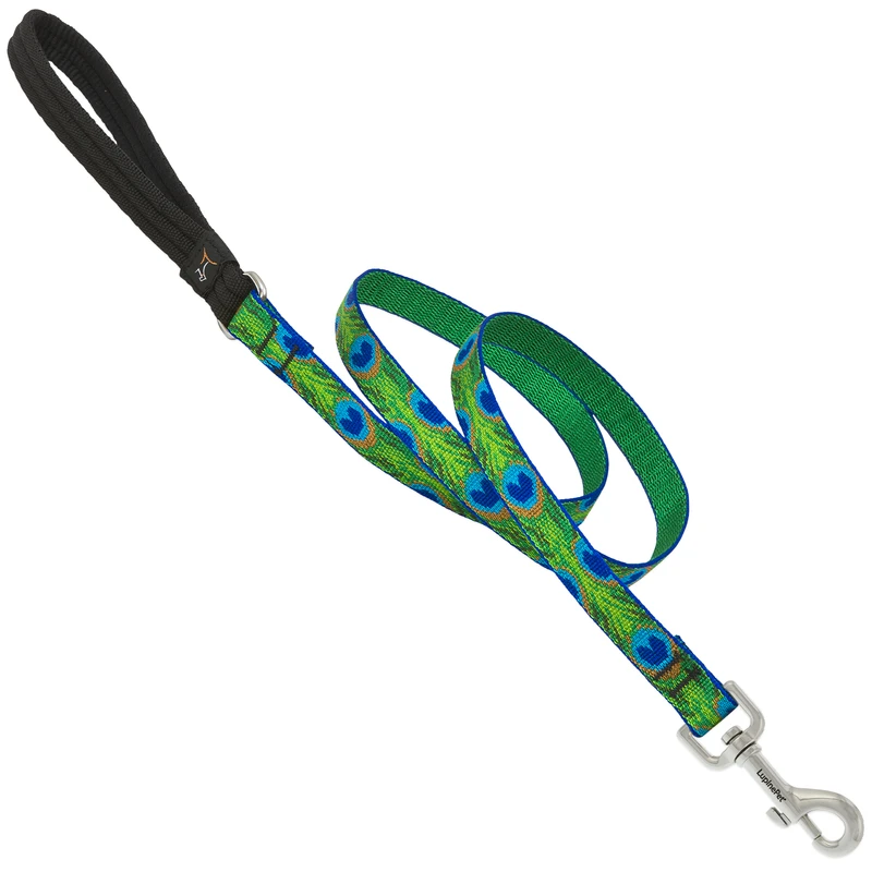 Dog Leash With Tail Feather Pattern, Three Quarter Inch By Six Feet