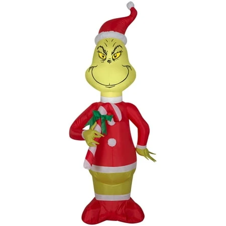 Christmas Inflatable Decoration Santa And Grinch, Four Feet Tall