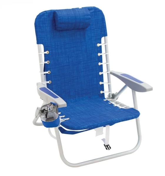 Ocean Blue Aluminum Frame Backpack Chair With Removable Backpack