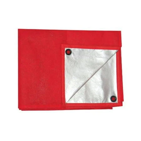 Red And Silver Picnic Blanket And Tarp, 5 Feet By 7 Feet