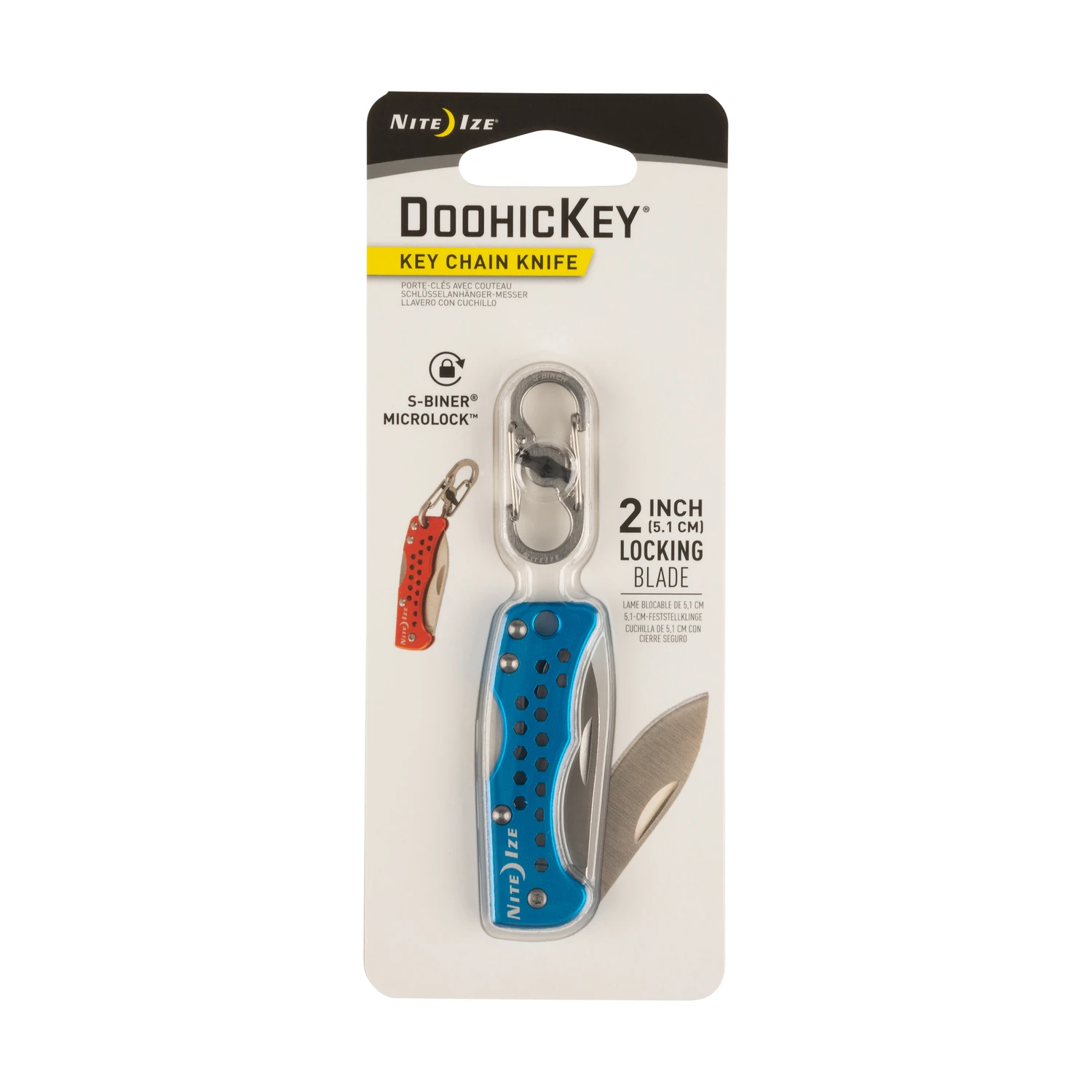 Doohickey Blue Key Chain Knife Compact Multi-tool With Key Holder