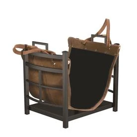 Log Bin With Synthetic Leather Log Carrier For Firewood Storage And Transport