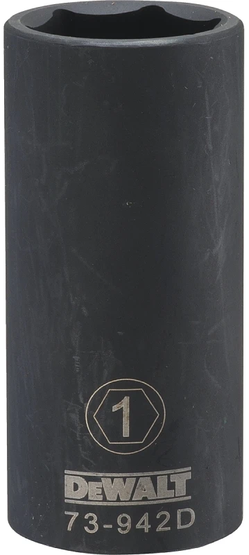 1 Inch Sae Deep Impact Socket, 6-point, Black Oxide Finish, 1/2 Inch Drive