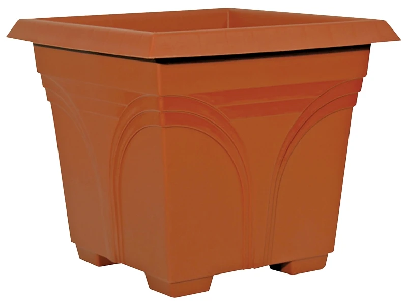 Medallion Deck Box Planter 15 Inch Terra Cotta Plastic Durable Outdoor Container