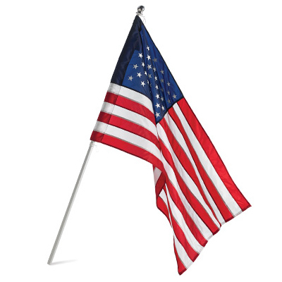 United States Flag And Pole Set, Nylon Material, 2.5 Feet By 4 Feet