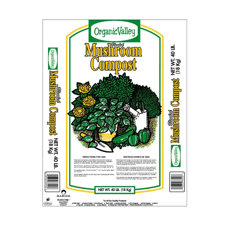 Mushroom Compost Soil Amendment, 40 Pound Bag For Gardening And Plant Growth