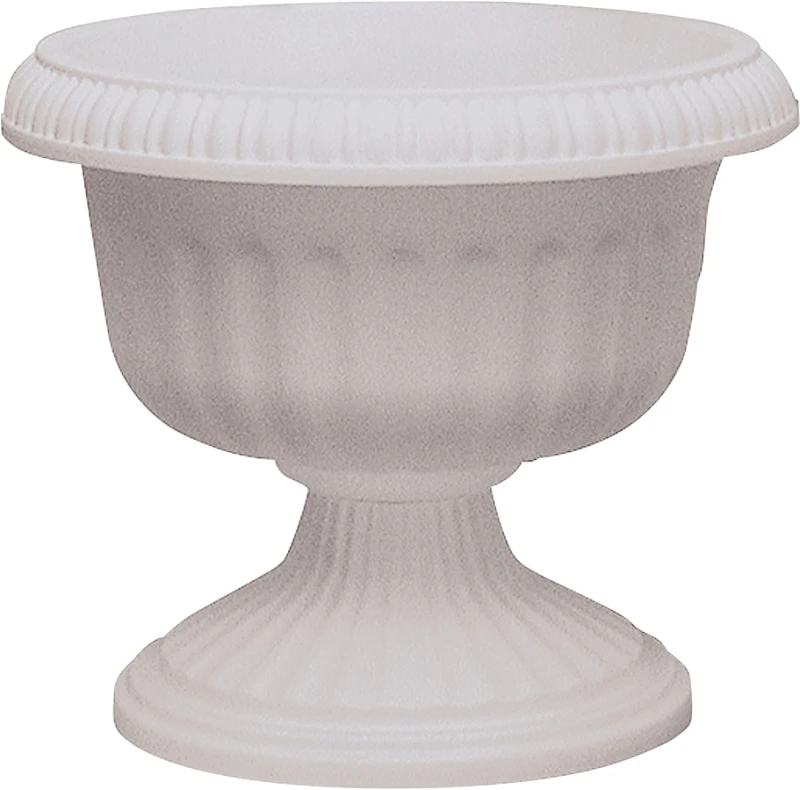 Grecian Urn Planter, Plastic Construction, White Finish, 18 Inch Diameter