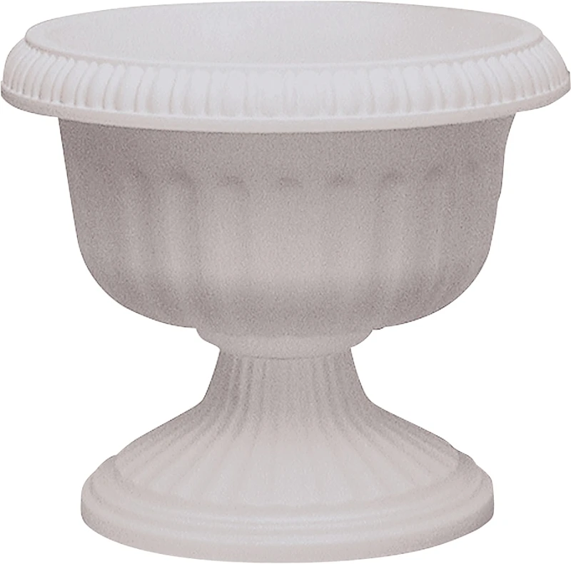Grecian Urn Planter, Plastic Construction, White Finish, 12 Inch Diameter