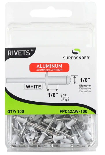 100-pack Short White Aluminum Rivets