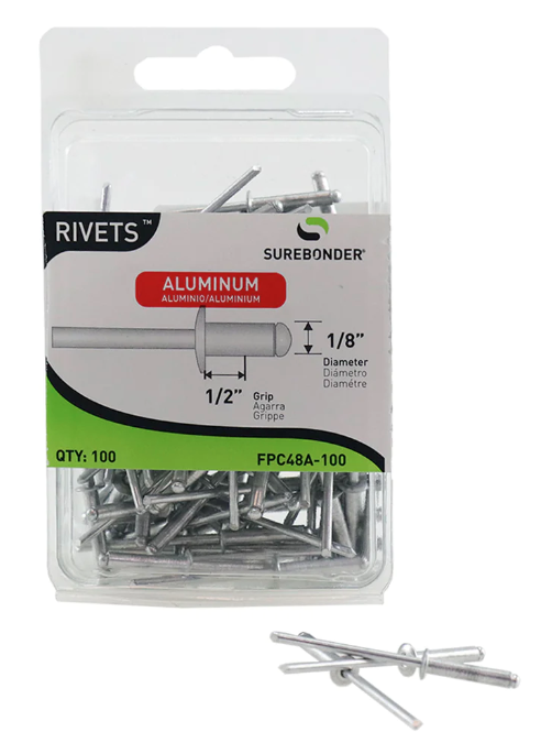 100-pack Long Aluminum Rivets