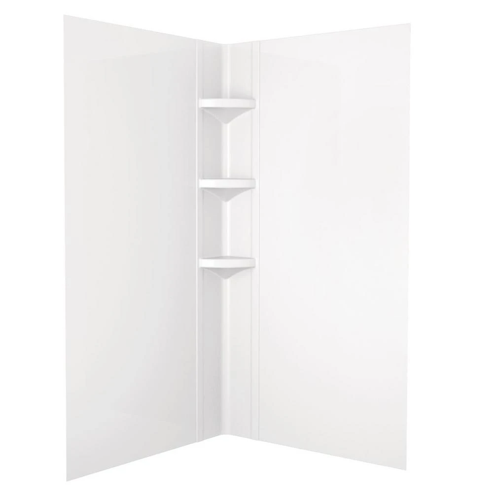 Neo Angle Corner Shower Wall Set Bright White Gloss 38 By 38 Inches 3 Piece