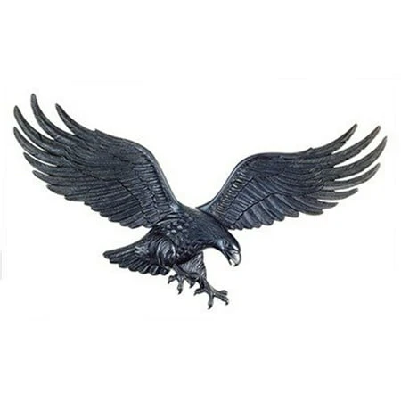 24 Inch Wall Eagle Sculpture - Black Finish
