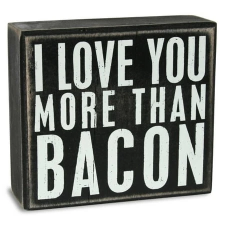 More Bacon Box Sign, 5 X 4.5-inch Decorative Wood Sign