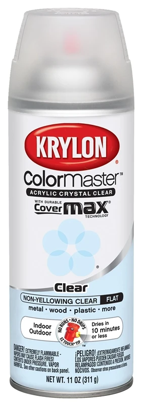 Colormaster Flat Crystal Clear Spray Paint 11 Oz. - Non-yellowing Protective Finish