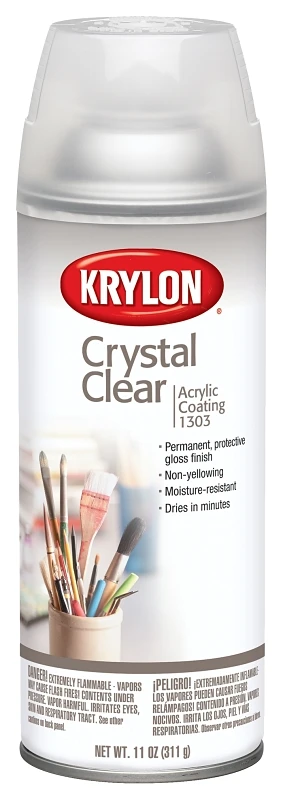 Crystal Clear Acrylic Coating Spray Paint 11 Ounce - Permanent Gloss Finish