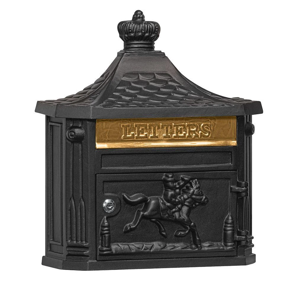 4400 Series Black Victorian Wall Mount Mailbox With Decorative Details