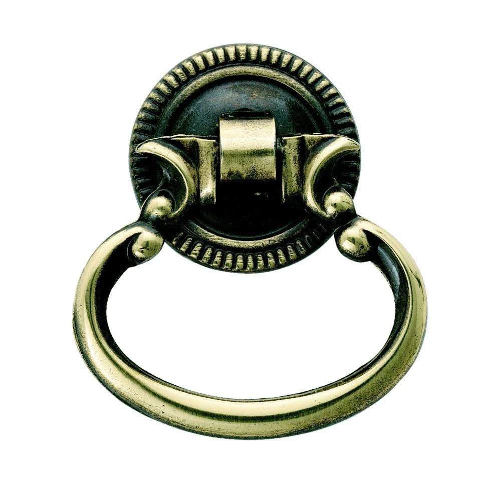 Classic Accent Antique English 1 Inch Furniture Ring Pull In Antique Brass Finish