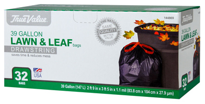 Lawn & Leaf Drawstring Trash Bags, Black, 39 Gallons, 32-ct.