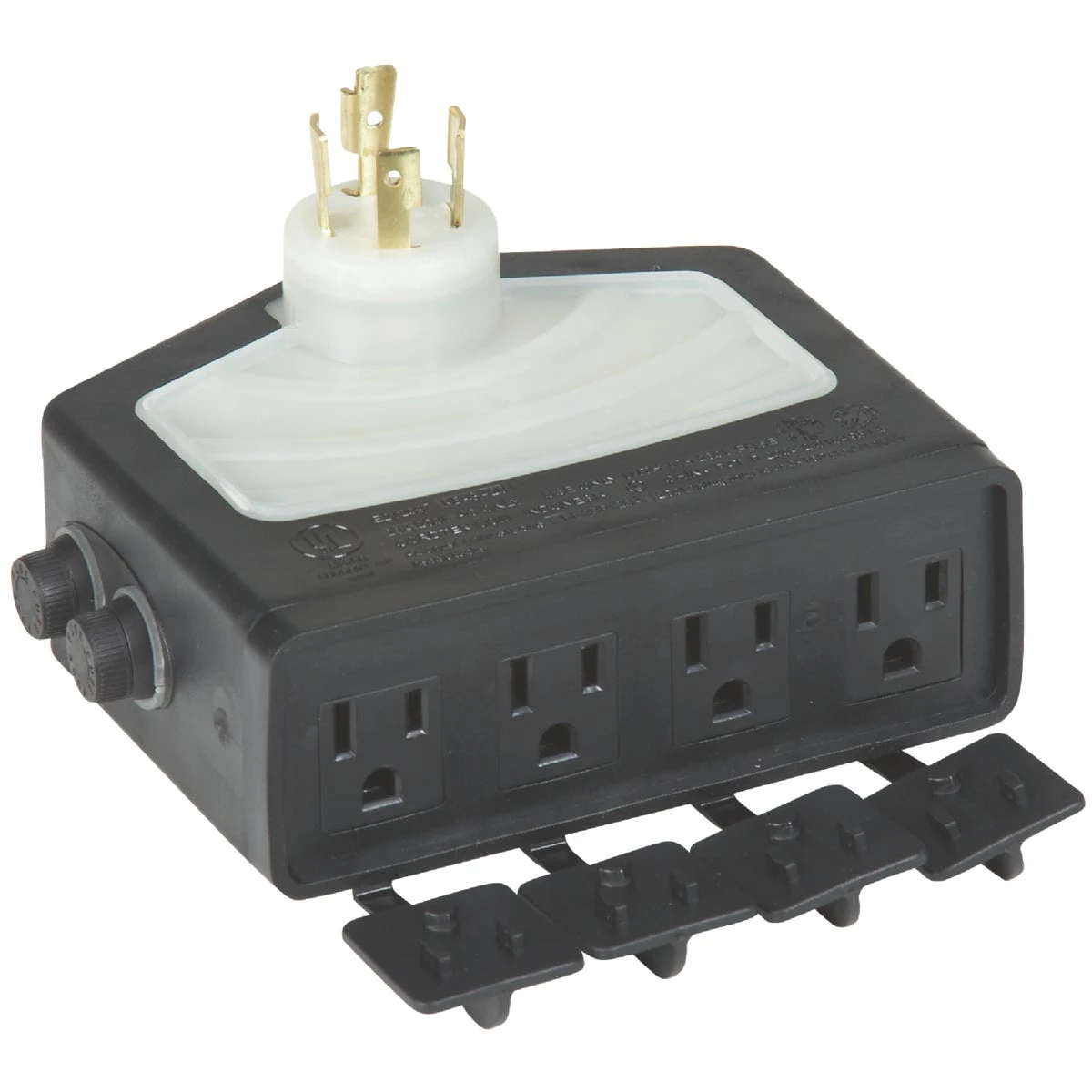Black 4-outlet Generator Adapter Model L20-14 For Enhanced Power Distribution