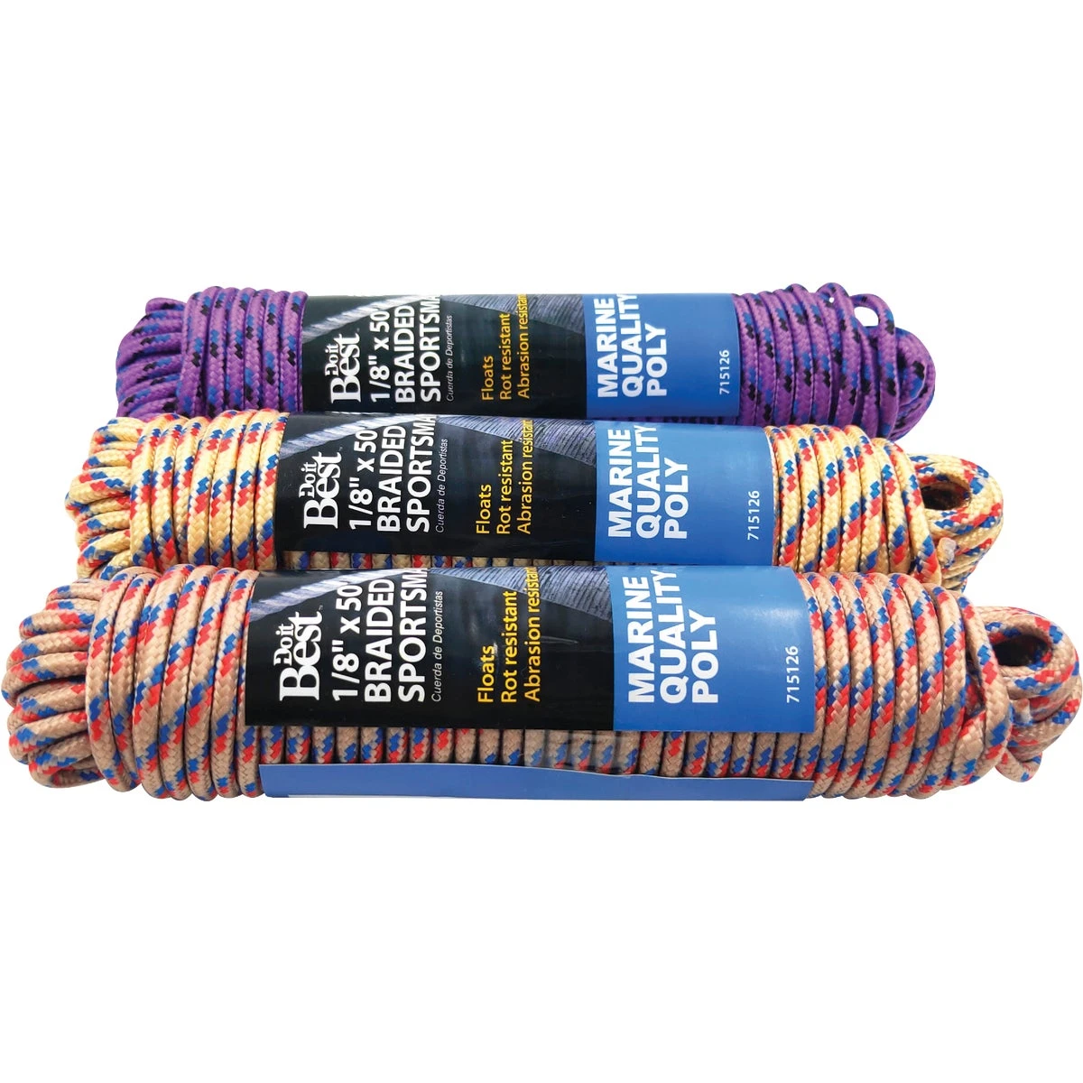 1/8 In. X 50 Ft. Assorted Colors Braided Sportsman Polypropylene Rope