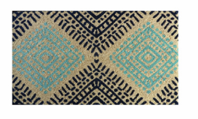 Teal/navy Coir Door Mat, 18 X 30-inches, Vinyl Backed