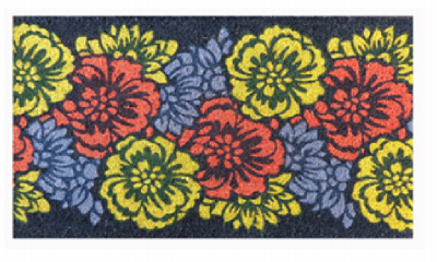 Floral Coir Door Mat, 18 X 30-inches, Vinyl Backed, Art 65133