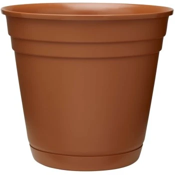 Riverland Terra Cotta Resin Planter With Saucer, 10 Inch Diameter