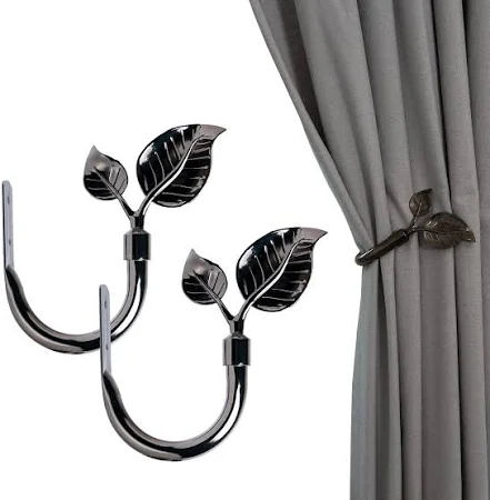 Satin Brass Leaf Drapery Hold Back - Elegant Window Treatment Hardware
