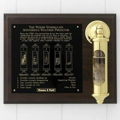 Brass Stormglass And Display Set With Plaque