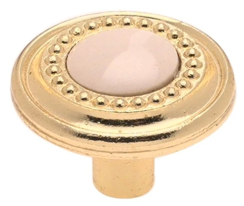 1-1/4 Inch Polished Brass Knob With White Insert - Model Bp862-3