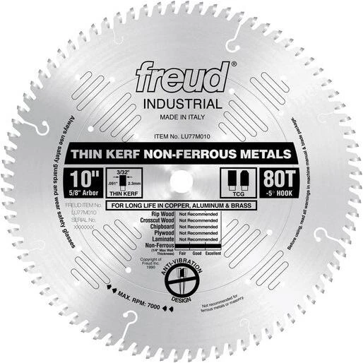 Lu77m010 10-inch 80 Tooth Thin Kerf Non-ferrous Metal Saw Blade
