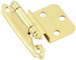 Bp34283 Bright Brass Inset Hinges Pair Of 3/8" Inset Self-closing Face Mount Hinges