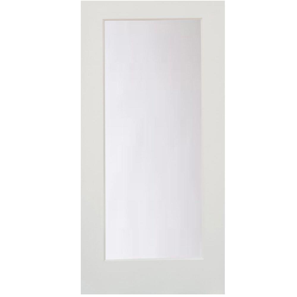 24 in. x 80 in. 1-Lite Satin Etch Primed Solid Core MDF Interior Door Slab