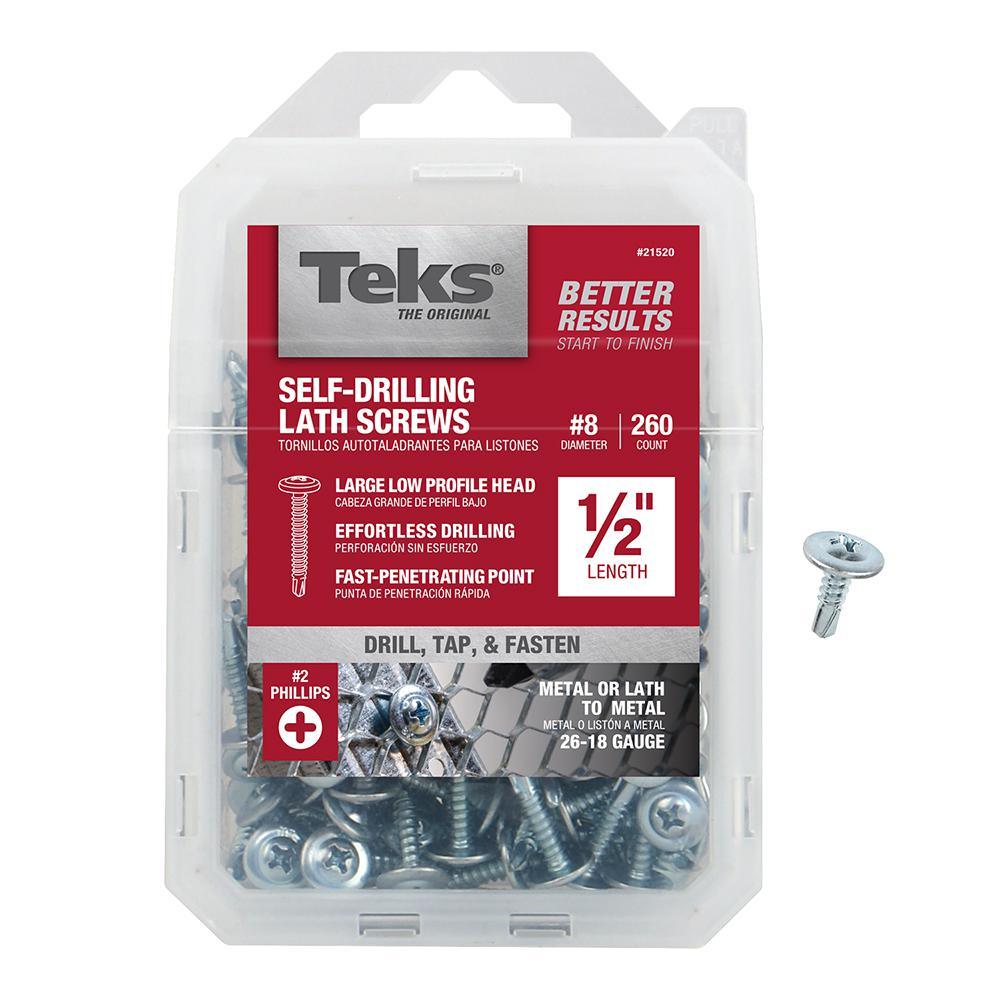 #8 x 1/2 in. Zinc-Plated Steel Phillips Truss-Head Drill Point Lath Screws (260-Pack)