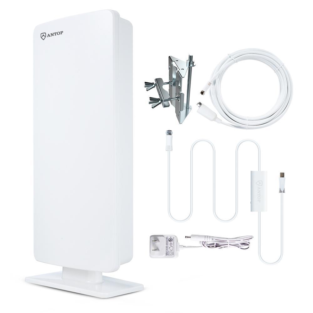 Flat-Panel Smartpass Amplified Outdoor Indoor TV Antenna with High Gain 4G LTE Filter