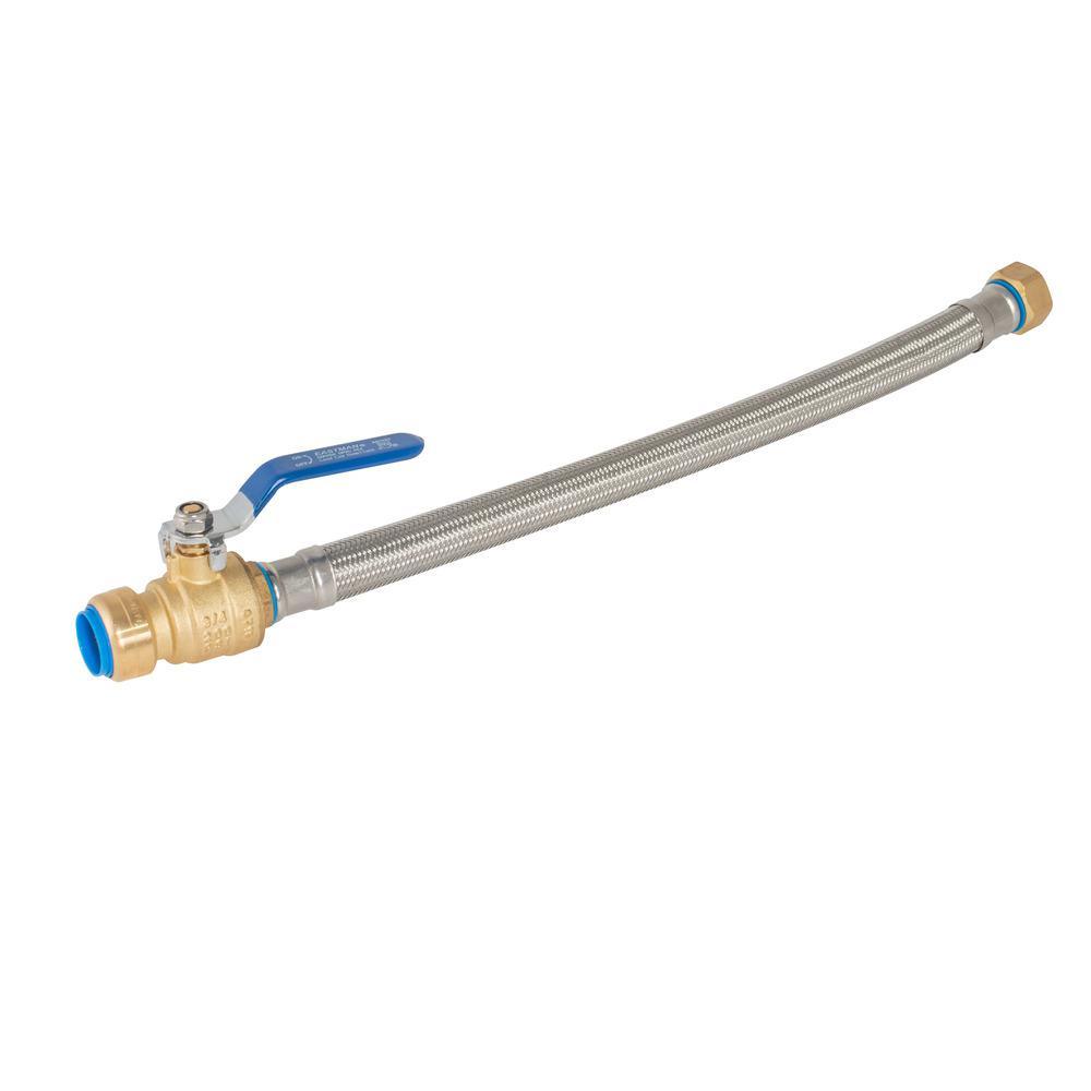 Steel-Flex 18 in. x 3/4 in. FIP Swivel x 3/4 in. Push-Fit Ball Valve Flexible Water Heater Connector